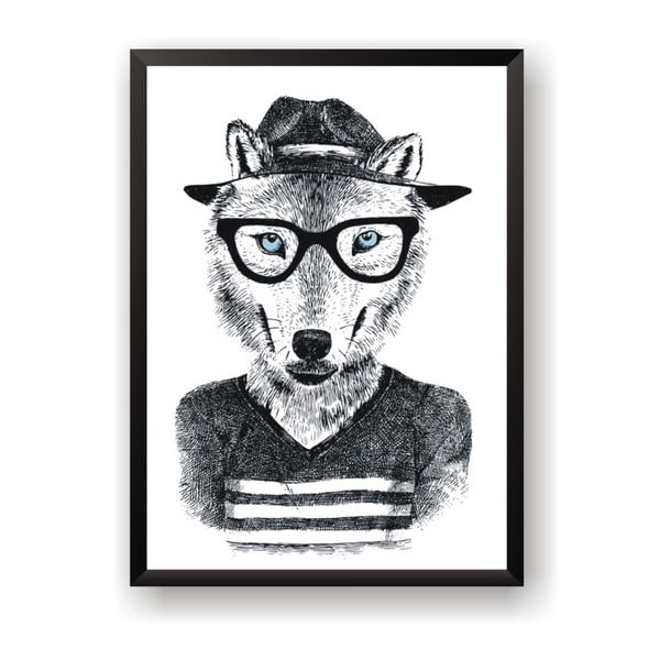 Plakat Nord & Co Hipster Wolf, 40x50 cm