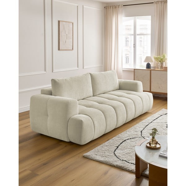 Beżowa rozkładana/ze schowkiem sofa 251 cm Fuji – Bobochic Paris-image-1