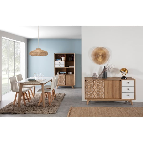 Brązowo-biała biblioteczka Marckeric Java-image-1