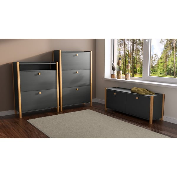 Ciemnoszara szafka na buty Woodman Bode-image-1