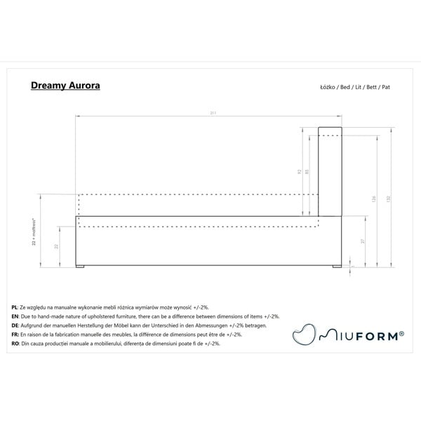Beżowe tapicerowane łóżko jednoosobowe ze schowkiem i stelażem 90x200 cm Dreamy Aurora – Miuform-image-4
