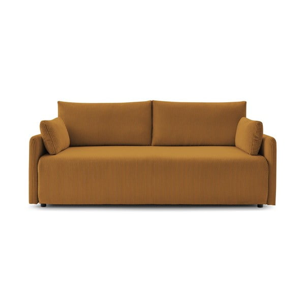 Musztardowa sztruksowa rozkładana sofa 211 cm Marcel – Bobochic Paris