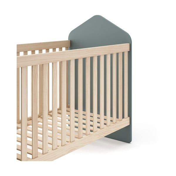 Łóżeczko w dekorze sosny 60x120 cm w naturalnym kolorze/szarozielone Estefania – Marckeric-image-4