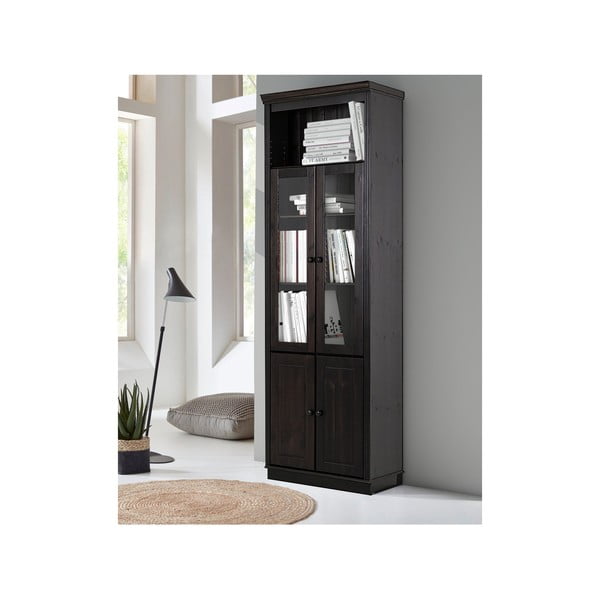 Brązowa witryna z litego drewna sosnowego 74x223 cm Anita – Støraa-image-2