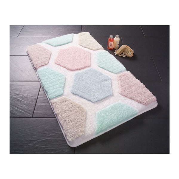 Różowo-niebieski dywanik łazienkowy Confetti Bathmats, 60x100 cm