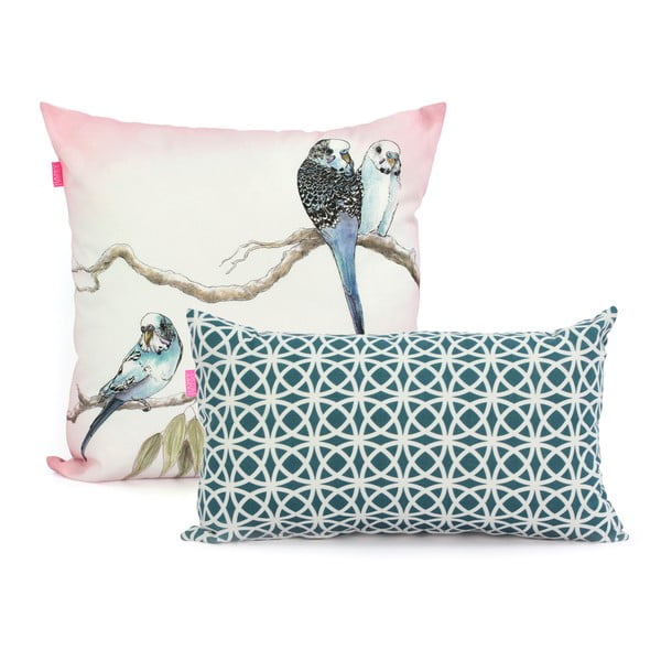 Zestaw 2 bawełnianych poszewek na poduszki Happy Friday Eucalyptus-image-2