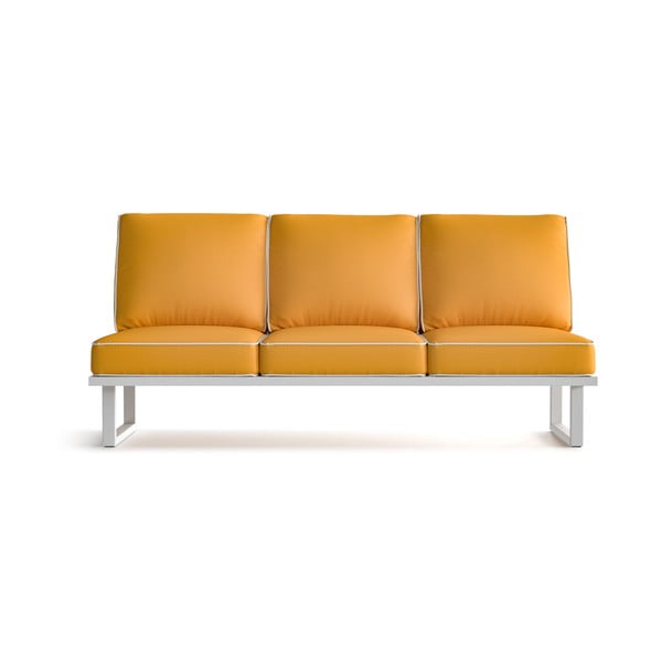Żółta 3-osobowa sofa ogrodowa z białą lamówką Marie Claire Home Angie