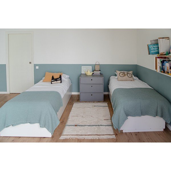 Niebiesko-kremowy bawełniany dywan tkany ręcznie odpowiedni do prania 90x130 cm Lanes Vintage Blue – Lorena Canals-image-1