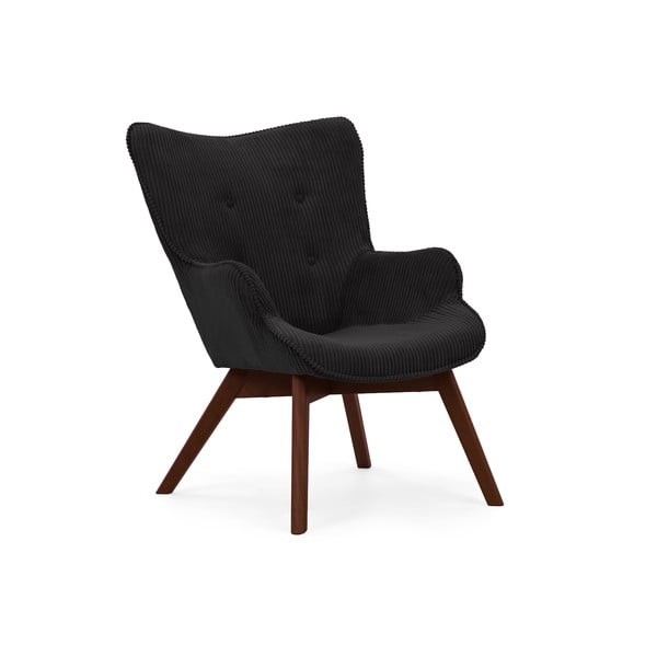 Czarny sztruksowy fotel Niko – Ropez