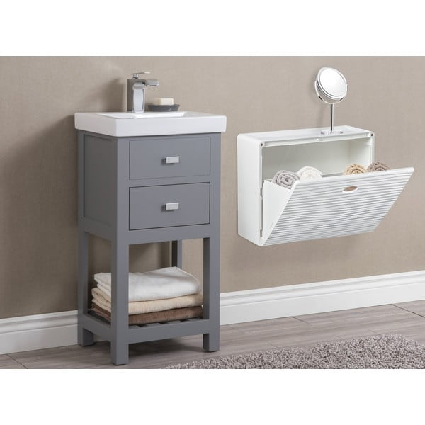 Biała plastikowa uchylna szafka na buty Mono Wave – Domopak-image-1