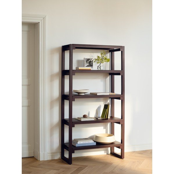 Bordowy regał z litego drewna bukowego 94x180x37 cm Noru – noo.ma-image-1
