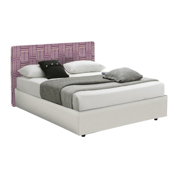 Beżowo-Fioletowe łóżko jednoosobowe ze schowkiem 13Casa Ninfea, 120x190 cm