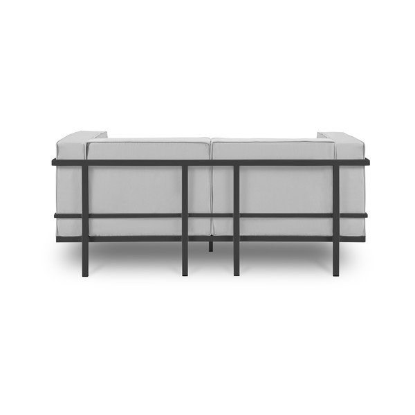 Szara 2-osobowa sofa ogrodowa w czarnej ramie Calme Jardin Cannes-image-3