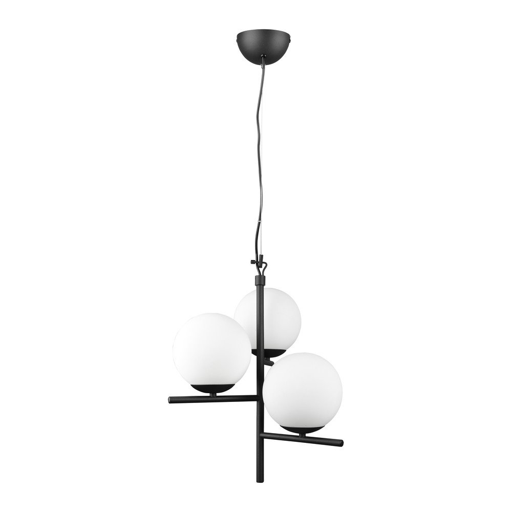 Lampa wisząca w kolorze matowej czerni ze szklanym kloszem ø 40 cm Pure – Trio