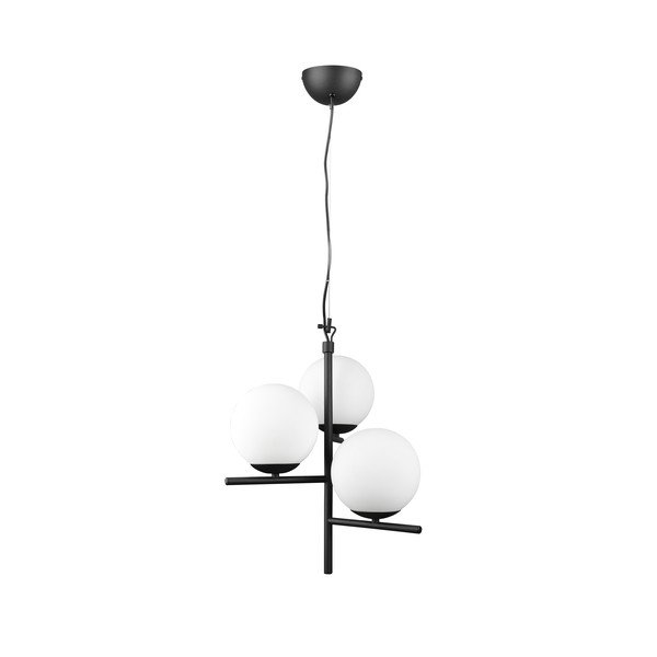Lampa wisząca w kolorze matowej czerni ze szklanym kloszem ø 40 cm Pure – Trio