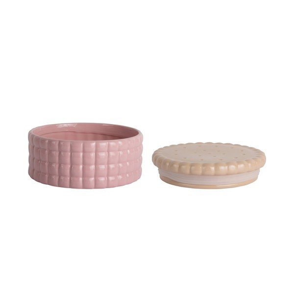 Jasnoróżowy ceramiczny pojemnik dekoracyjny ø 20x10 cm Biscuit Box – PT LIVING-image-2