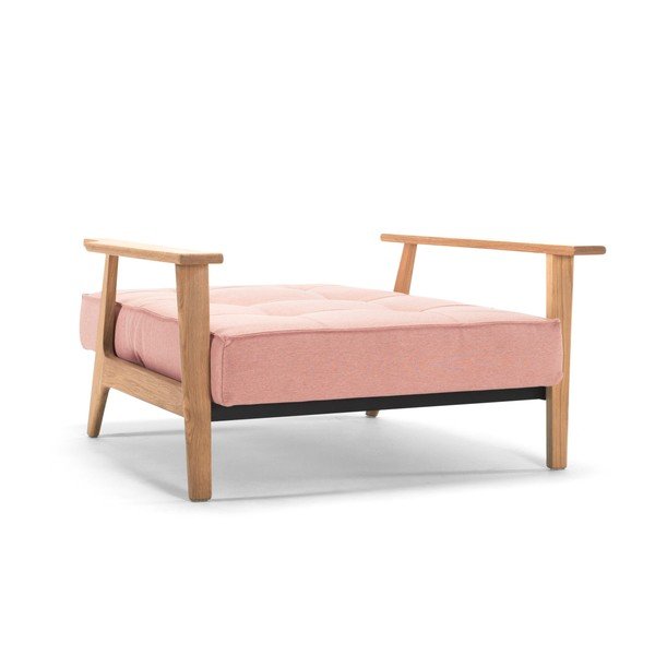 Jasnoróżowy fotel rozkładany z podłokietnikami Innovation Splitback Frej-image-3