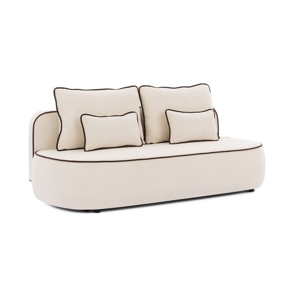 Brązowa/kremowa aksamitna rozkładana/ze schowkiem sofa 210 cm Saga – Ropez