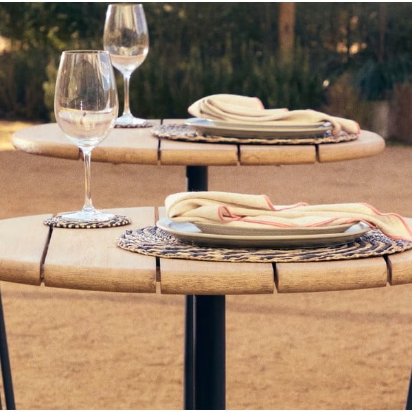 Czarno-naturalny okrągły stolik z blatem z drewna akacjowego ø 43 cm Saura – Kave Home-image-1