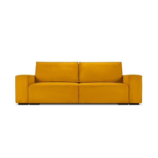 Żółta sztruksowa rozkładana sofa Mazzini Sofas Azalea-image-2