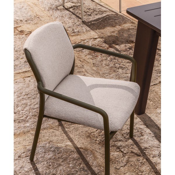 Zielone tapicerowane krzesło ogrodowe Linosa – Kave Home-image-1