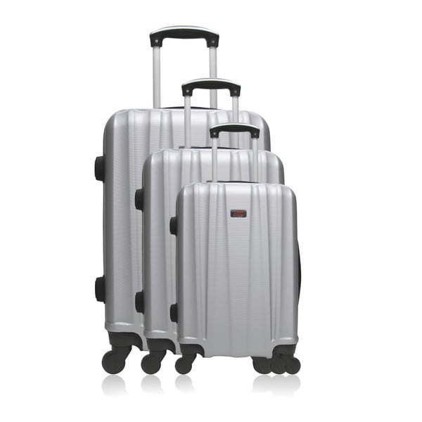 Zestaw 3 walizek na kółkach w srebrnej barwie Hero Poppy