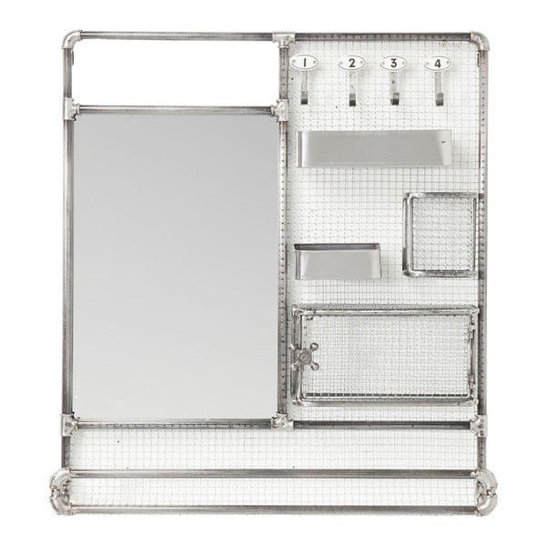 Lustro z półkami w srebrnej barwie Kare Design Mirror Buster Organizer, 71x80 cm