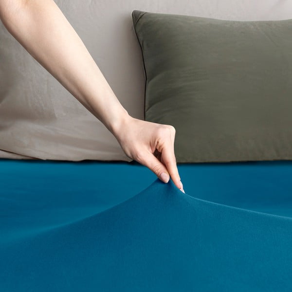 Morskie dżersejowe prześcieradło z gumką 140x200 cm Amber – Restilo-image-1