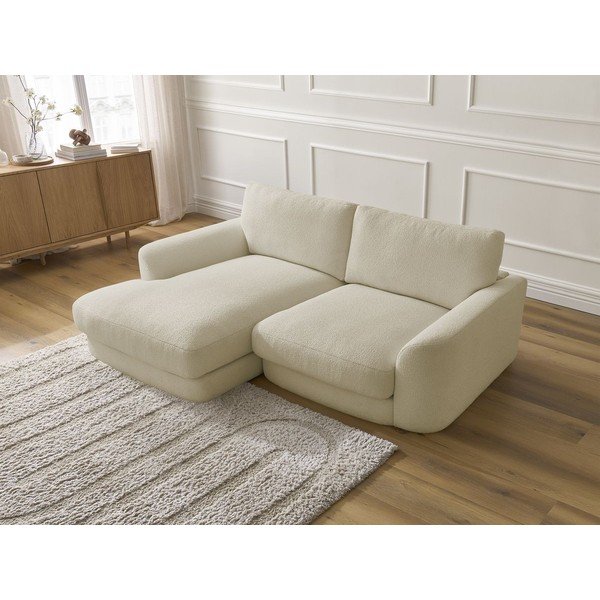 Beżowy narożnik z materiału bouclé (lewostronny/z szezlongiem) Leonore – Bobochic Paris-image-3