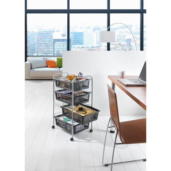 Ciemnoszary/srebrny regał na kółkach 46x78 cm – Metaltex-image-1