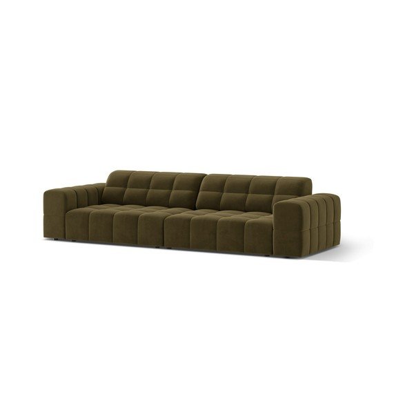 Aksamitna sofa w kolorze khaki 252 cm Chicago – Cosmopolitan Design-image-1