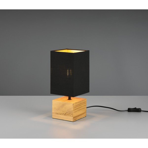 Czarno-naturalna lampa stołowa z tekstylnym kloszem (wysokość 30 cm) Woody – Reality-image-1