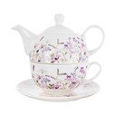 Biało-fioletowy porcelanowy serwis do herbaty Louka – Orion
