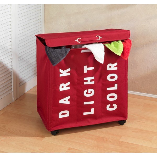 Czerwony potrójny kosz na pranie Wenko Trivo, 117,6 l-image-1