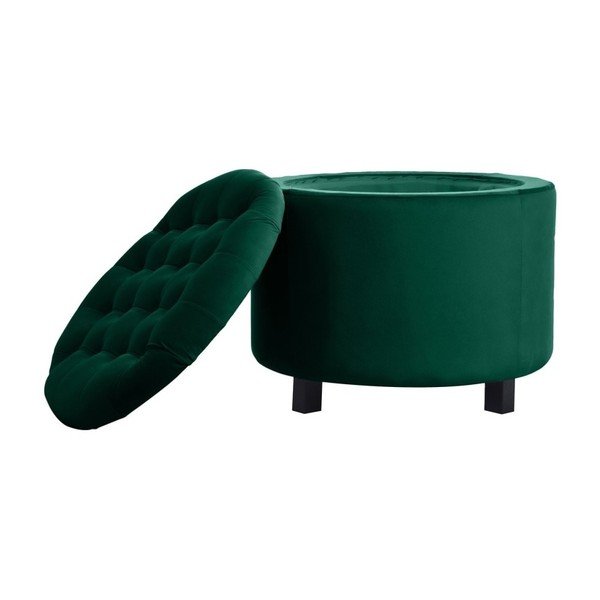 Ciemnozielony puf ze schowkiem JohnsonStyle Estrid French Velvet, ⌀ 52 cm-image-2