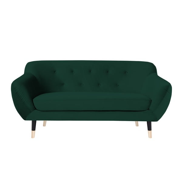 Zielona sofa z czarnymi nogami Mazzini Sofas Amelie, 158 cm
