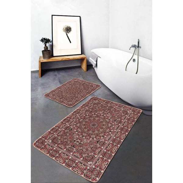 Brązowe aksamitne dywaniki łazienkowe zestaw 2 szt. 60x100 cm – Mila Home-image-2