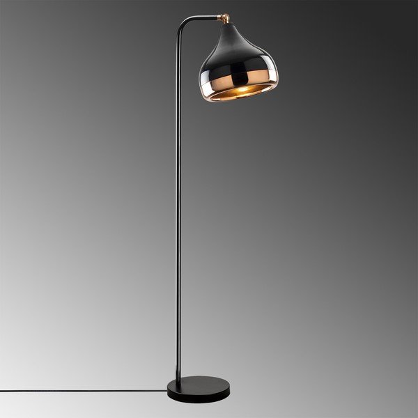 Czarna lampa stojąca z elementami w kolorze miedzi Opviq lights Yildo-image-1