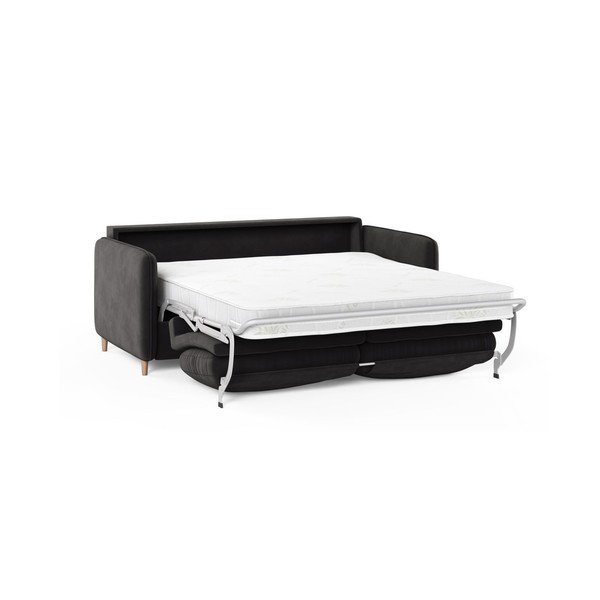Ciemnoszara aksamitna sofa do spania 184 cm – Micadoni -image-1