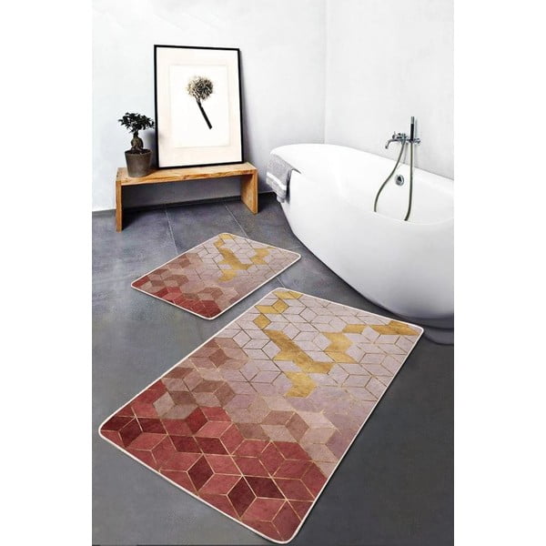 Różowe aksamitne dywaniki łazienkowe zestaw 2 szt. 60x100 cm – Mila Home-image-2