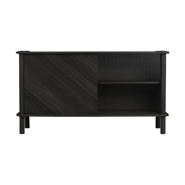 Czarna witryna z litego drewna dębowego z drzwiami przesuwnymi 135x73,5x48 cm Italic – UMAGE-image-1