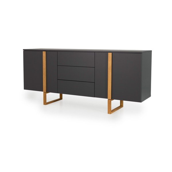 Antracytowa komoda z nogami z drewna dębowego Tenzo Birka, 177x78 cm-image-2