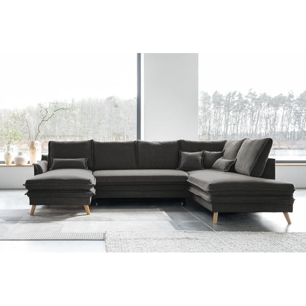 Ciemnoszary rozkładany narożnik (prawostronny/w kształcie litery U) Charming Charlie – Miuform-image-1