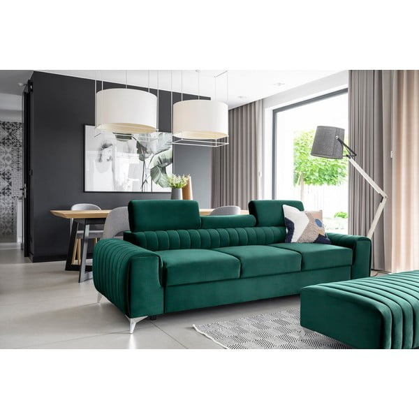 Zielona aksamitna rozkładana sofa 261 cm Laurence – ELTAP-image-1