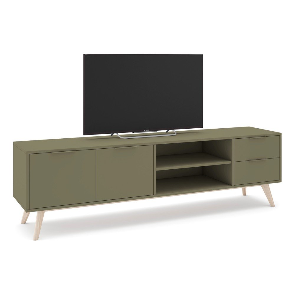 Zielona szafka pod TV z matowym wykończeniem 180x53x40 cm Campus – Marckeric (zdjęcie 8)