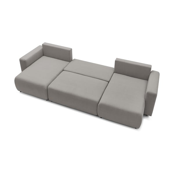 Jasnoszara sofa rozkładana w kształcie litery U Envy – Bobochic Paris-image-4