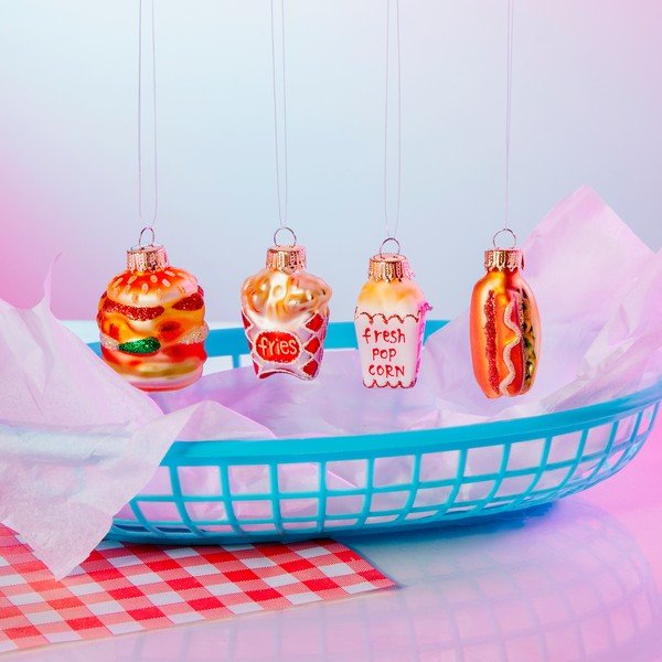 Szklane bombki choinkowe zestaw 4 szt. Fast Food – Sass & Belle-image-1