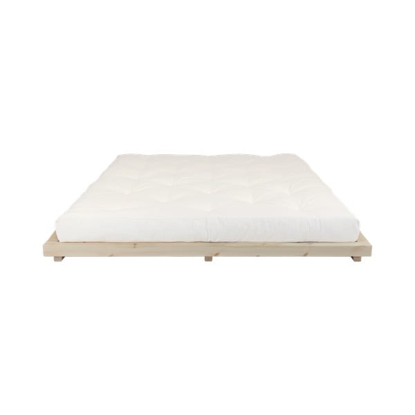 Łóżko dwuosobowe z drewna sosnowego z materacem Karup Design Dock Double Latex Natural Clear/Natural, 180x200 cm