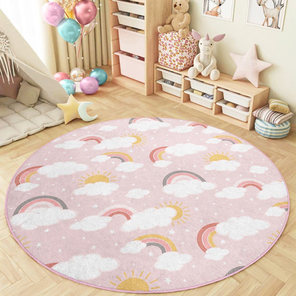 Różowy dywan dziecięcy odpowiedni do prania ø150 cm Rainbow World – Mila Home (zdjęcie 8)