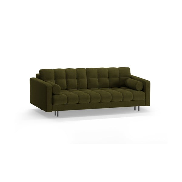 Zielona rozkładana sofa ze schowkiem z materiału bouclé 222 cm Bali – Cosmopolitan Design-image-3